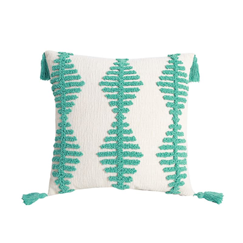 Housse de Coussin Touffetée à Glands (vert d'eau, 45 x 45 cm)