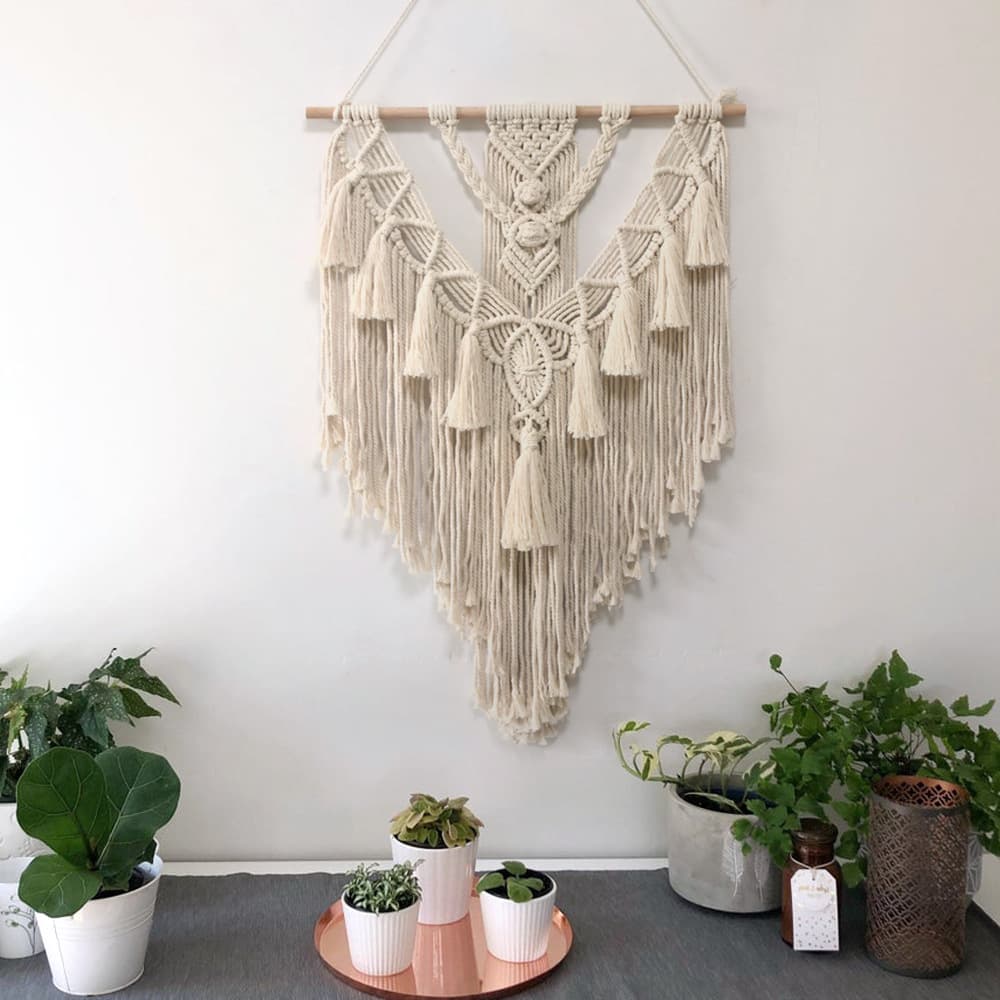 Tenture Macramé en Coton à Franges et Glands (beige, 55 x 70 cm) — Maison (photo 1 sur 2)