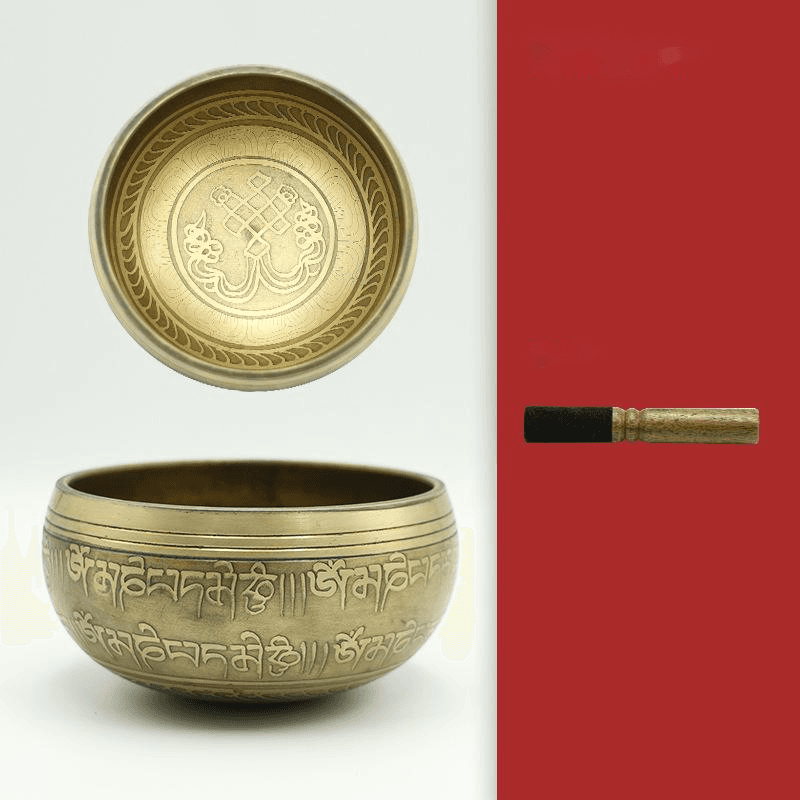 Bol Chantant en Cuivre Gravé avec Maillet (8 cm)