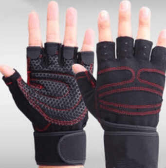 Gants de Musculation Mi-Doigts Noirs avec Sangle de Poignet