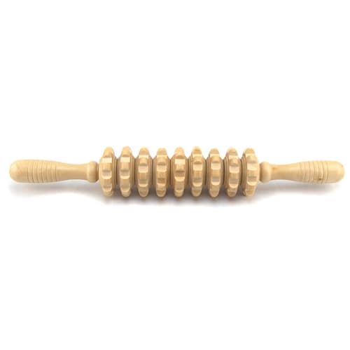 Rouleau de Massage Manuel en Bois à Poignées (38 cm)