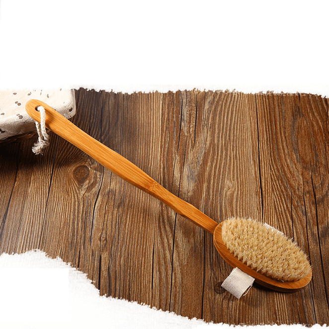 Brosse de Bain en Bambou à Tête Amovible (poils naturels, 42 cm)