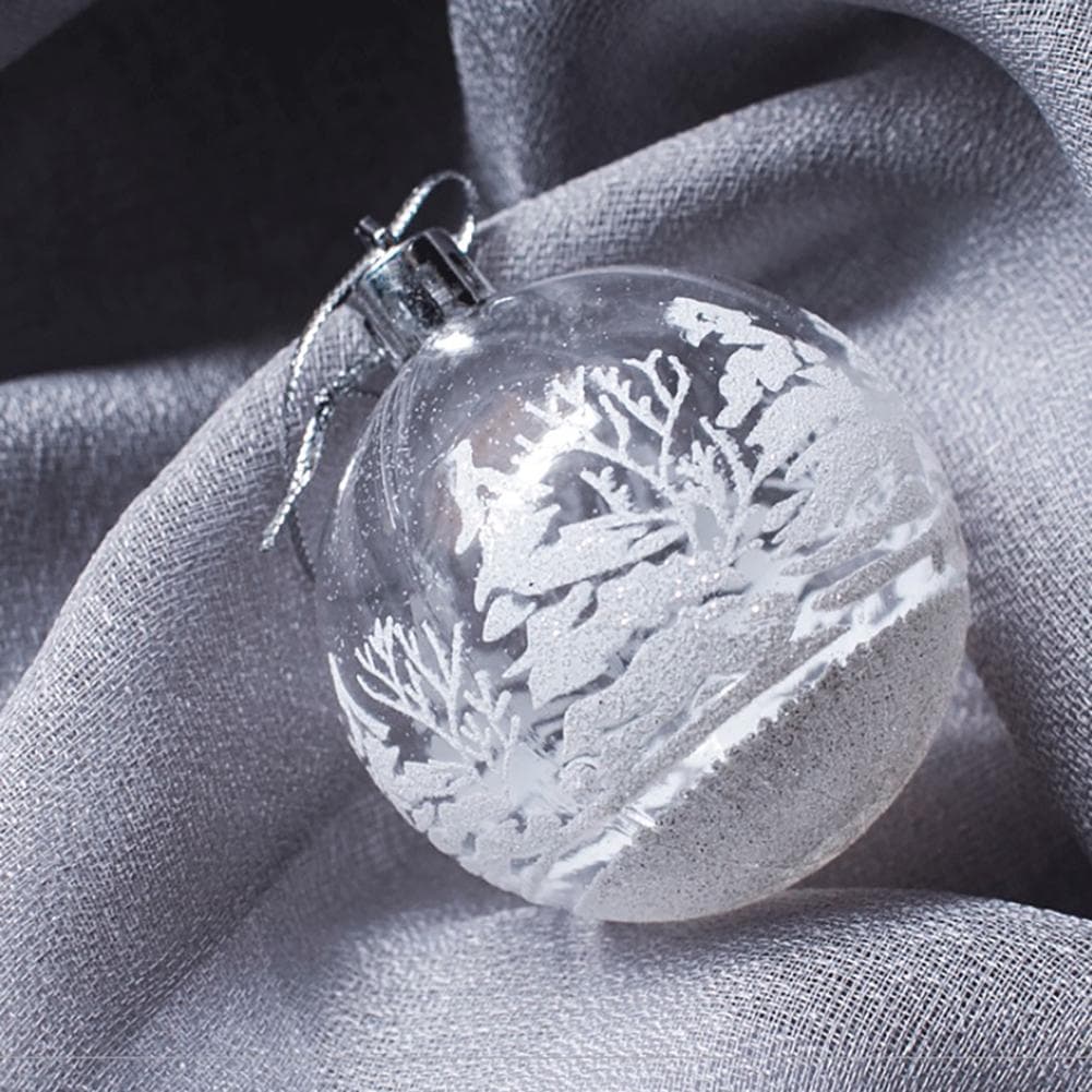 Lot de 6 Boules de Noël Transparentes à Motifs Givrés
