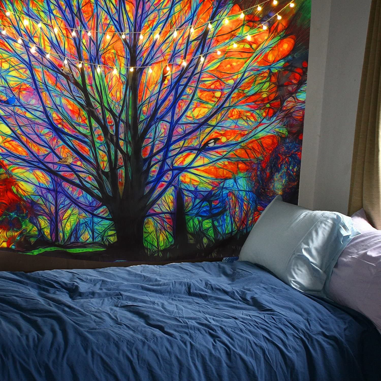 Tenture murale arbre aux couleurs vives 95 x 73 cm — Maison, photo 2