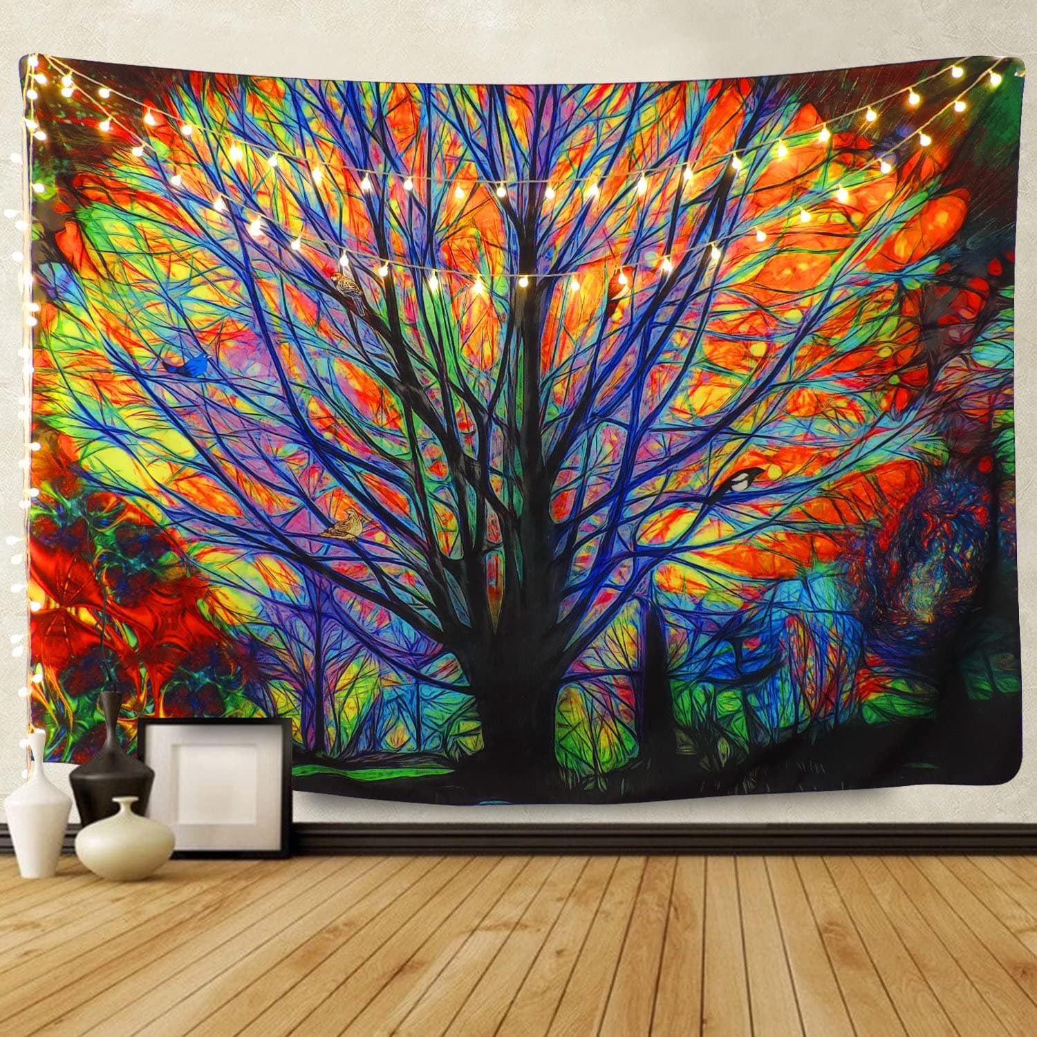 Tenture murale arbre aux couleurs vives 95 x 73 cm — Maison (photo 1 sur 2)