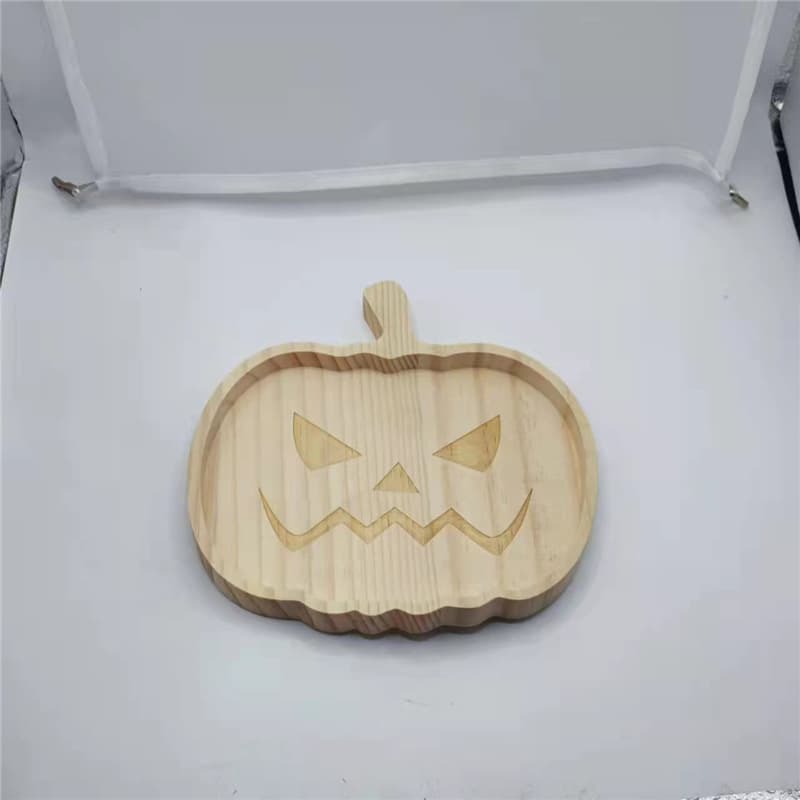 Plateau en Bois Citrouille Halloween (pin, 19 x 18 cm)