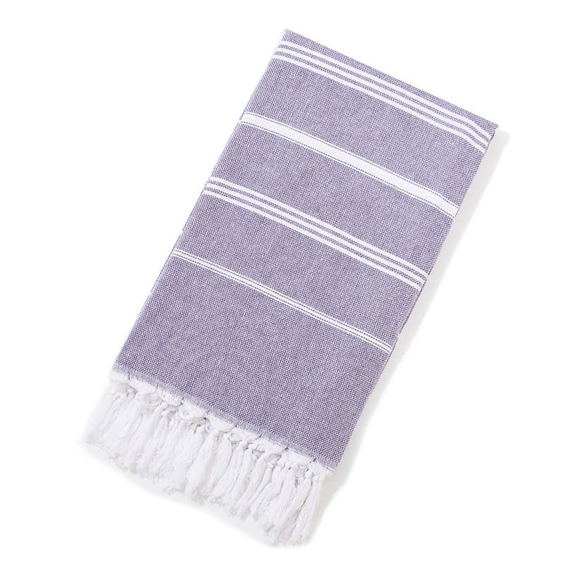 Fouta de Hammam en Coton Rayée à Franges (lilas, 100 x 180 cm)