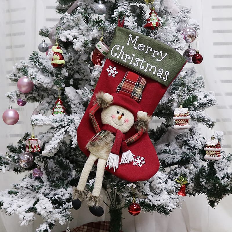 Grande Chaussette de Noël 3D Bonhomme de Neige (peluche)