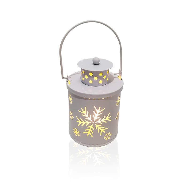 Lanterne de Noël Blanche à Flocons et Bougie LED — Maison, photo 2