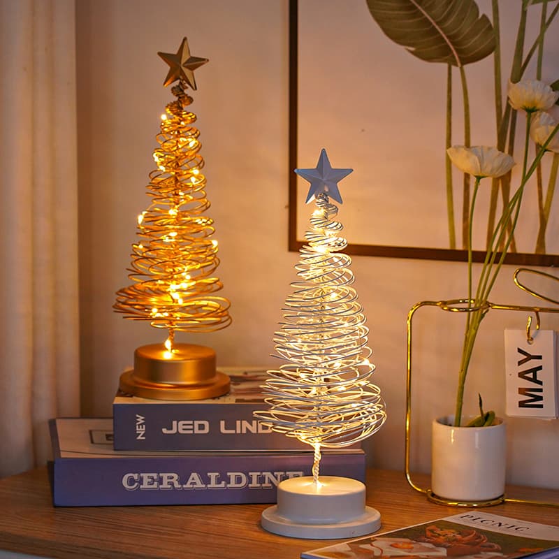 Sapin Spirale Doré Lumineux (métal, LED) — Maison, photo 3