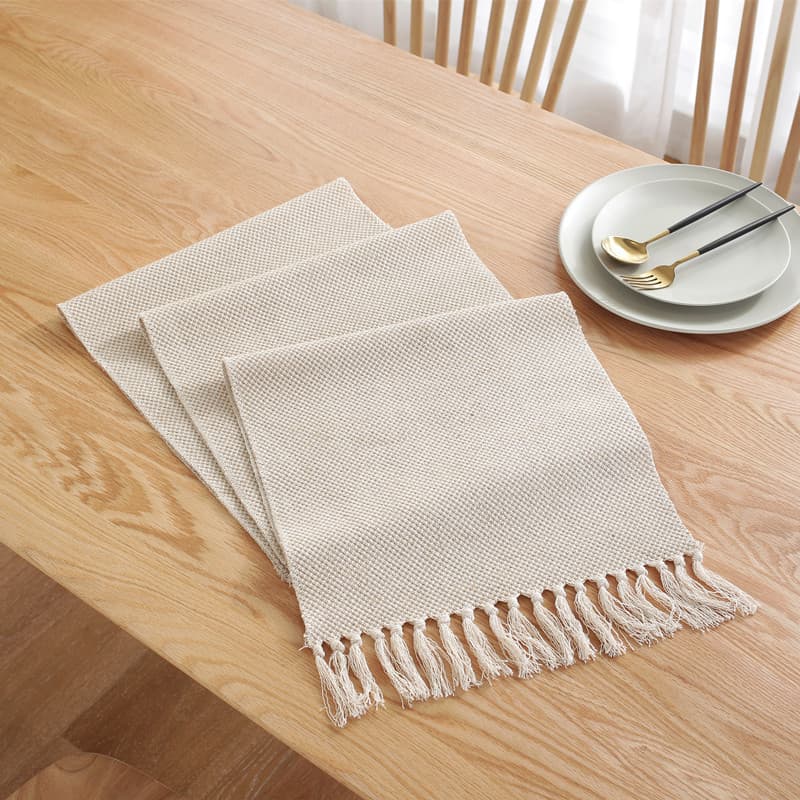 Chemin de Table en Coton Tissé à Franges (33 x 160 cm)