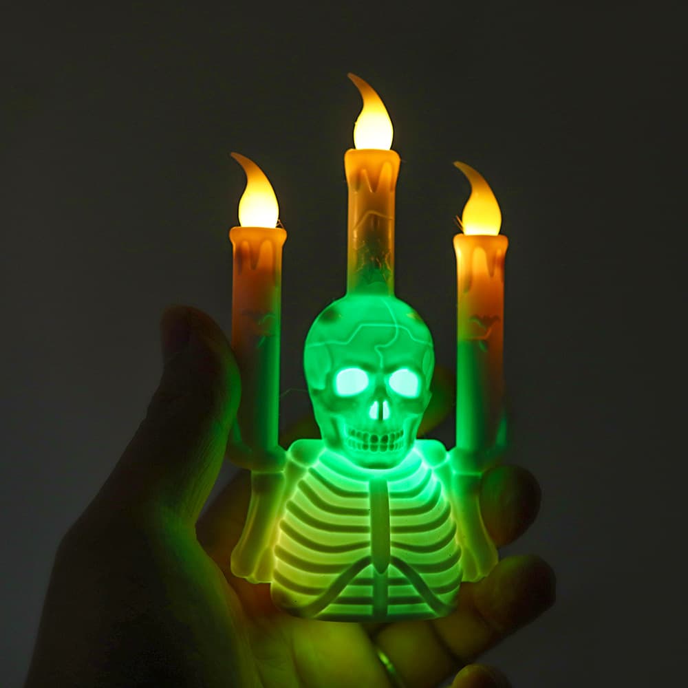 Chandelier Squelette à 3 Bougies LED (Halloween)