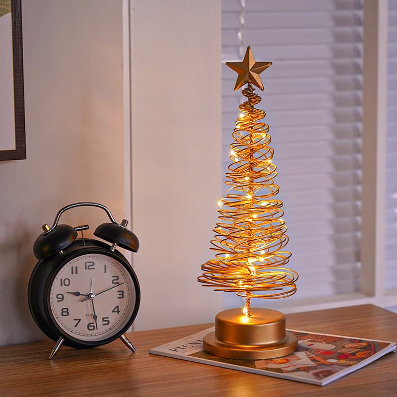 Sapin Spirale Doré Lumineux (métal, LED) — Maison, photo 2