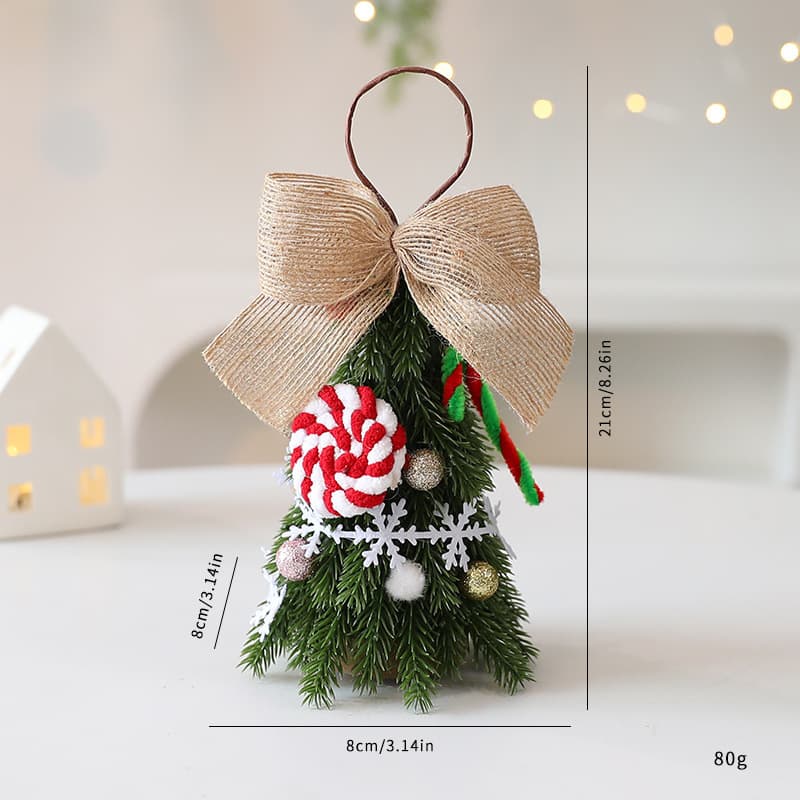 Mini sapin de Noël décoratif avec noeud en jute
