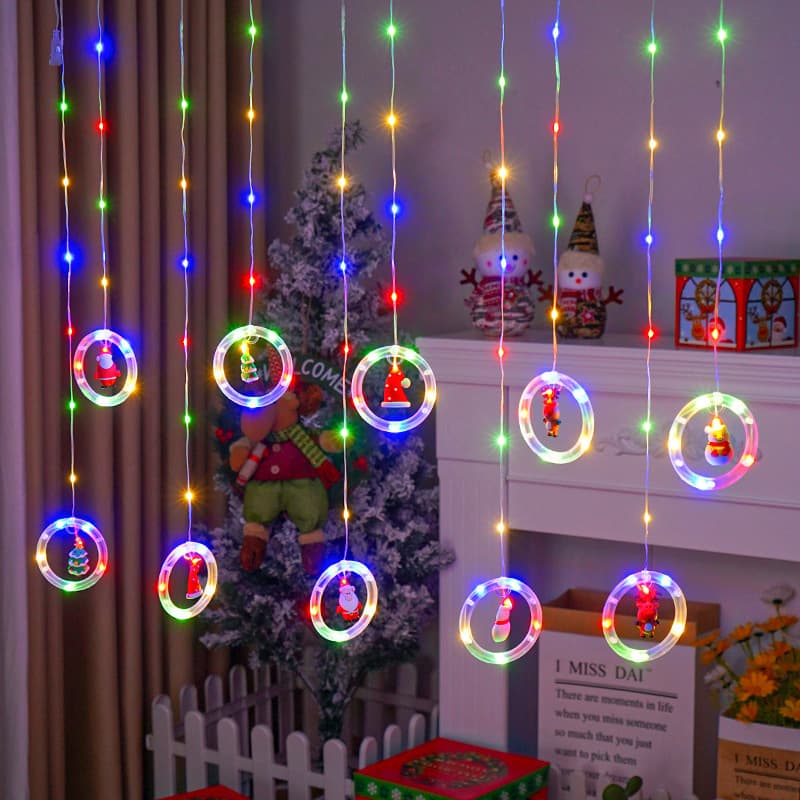 Rideau Lumineux de Noël à Anneaux (3 m, 120 LED)