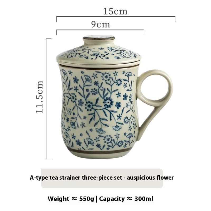 Tasse à Thé en Céramique avec Infuseur et Couvercle (300 ml)