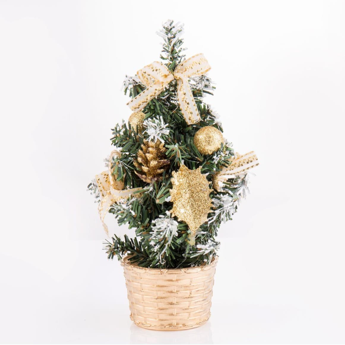 Mini Sapin de Noël de Bureau Lumineux (20 cm, pot doré)